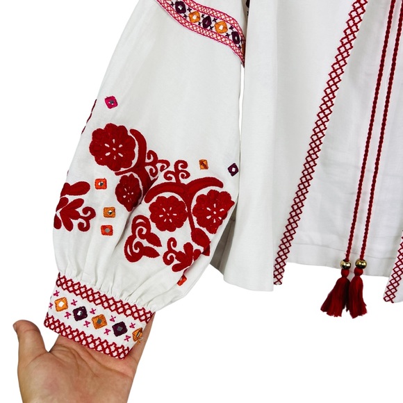 Club Monaco White Embroidered Front-Tie Oversized Cardigan/Jacket Women size XS - Picture 5 of 16